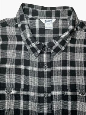 Duluth Trading Company Cotton Plaid Button Down in Black/White Mens XXL